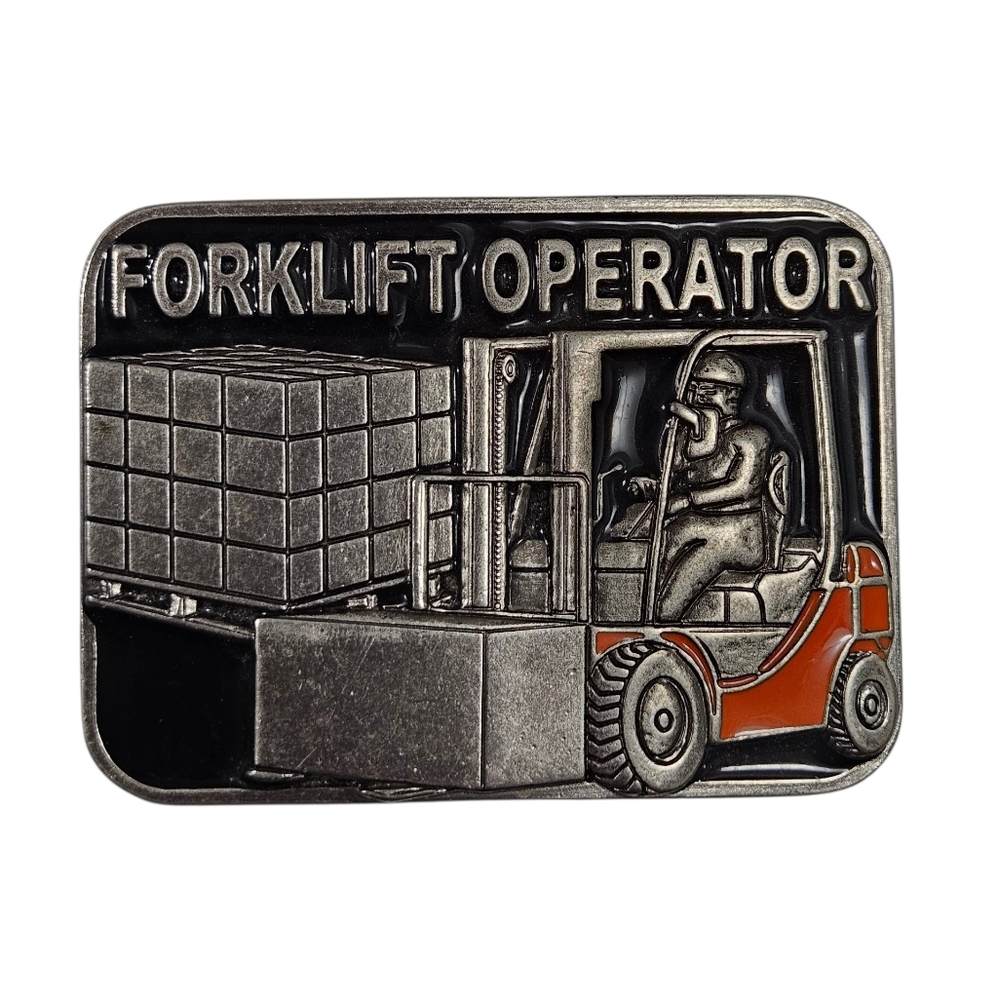 Forklift Operator Metal Belt Buckle – 3D Relief Design